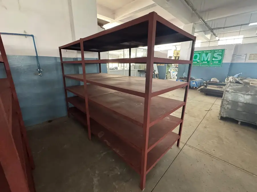 Slotted angle storage rack fabricated and painted in MS