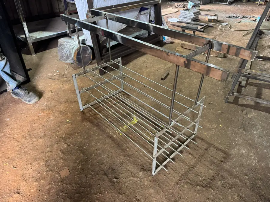 Rack frames under fabrication at the Lalit Industries works