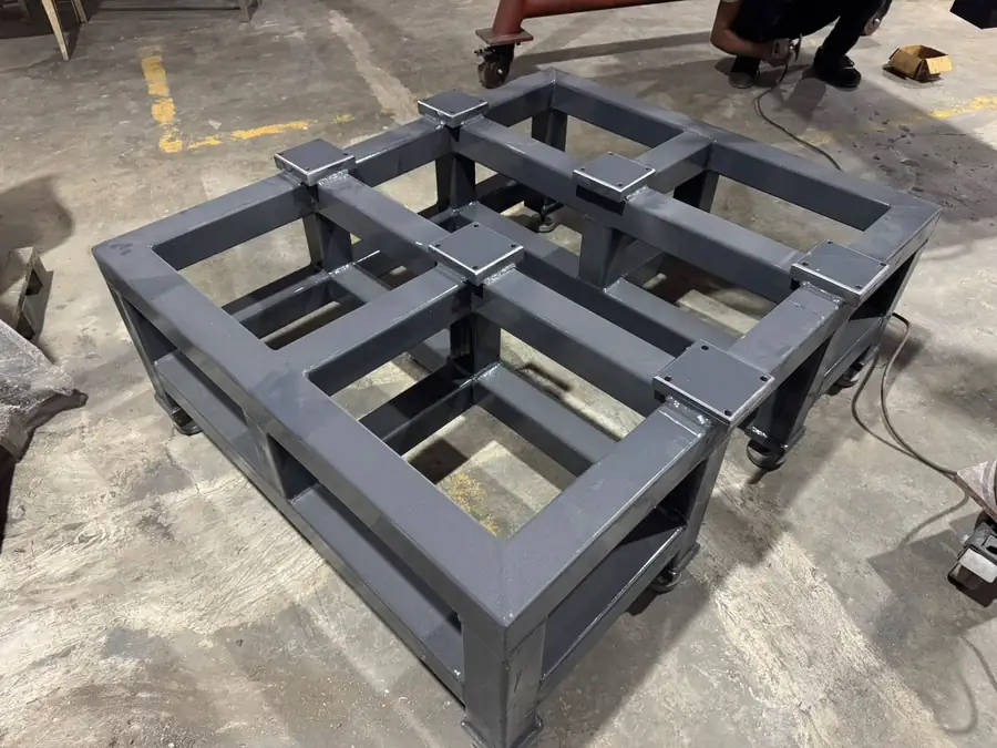 Heavy MS base frame and skid fabricated for equipment mounting