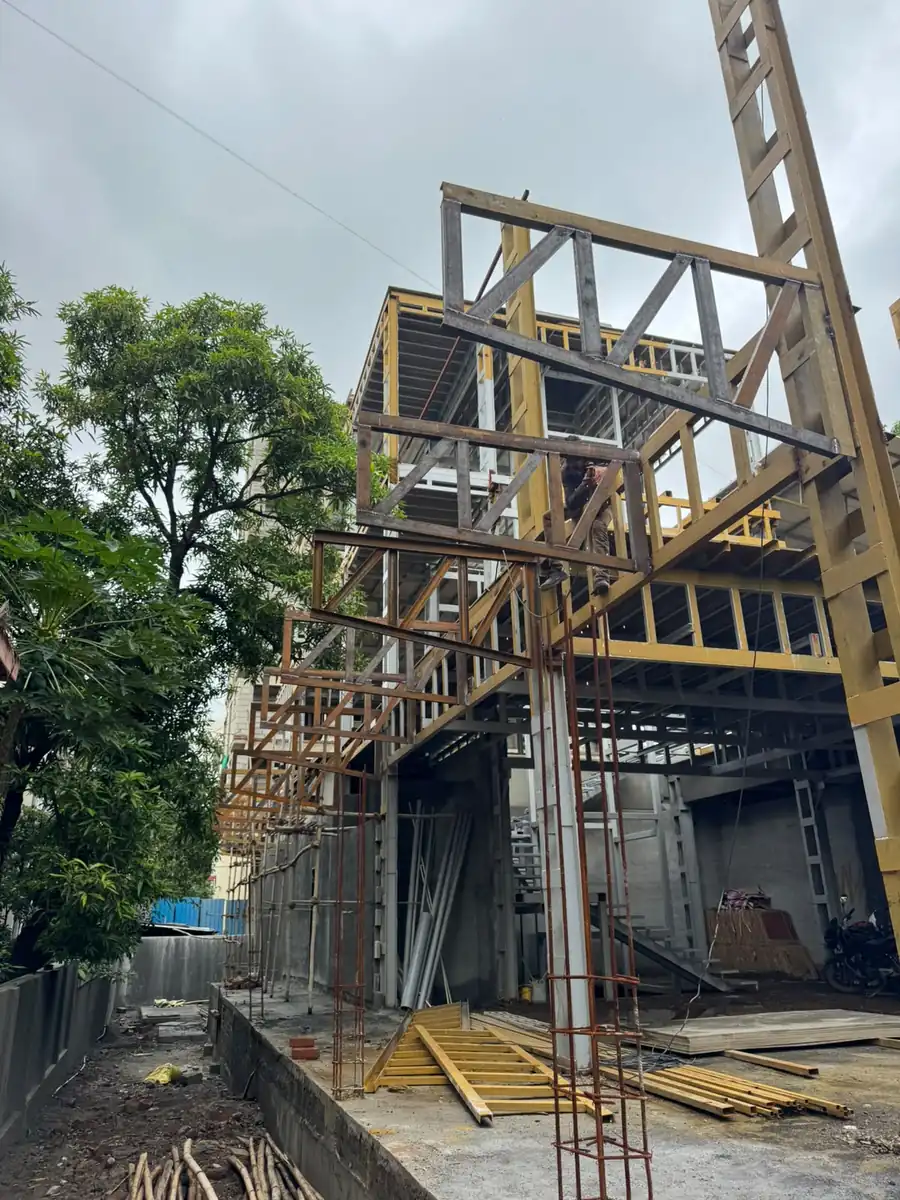 Structural steel stair and access tower fabricated at site