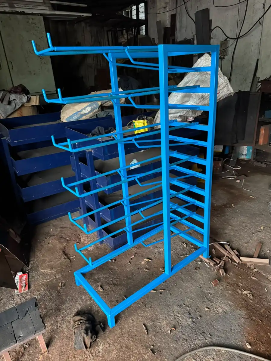 Tray rack trolley in blue finish for bakery use